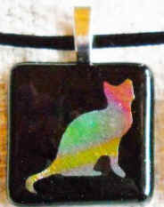 Cat Dichroic Glass Pendant L94