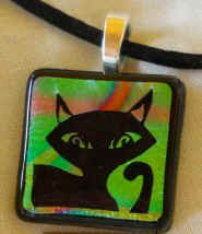 Black Cat Dichroic Glass Pendant M13